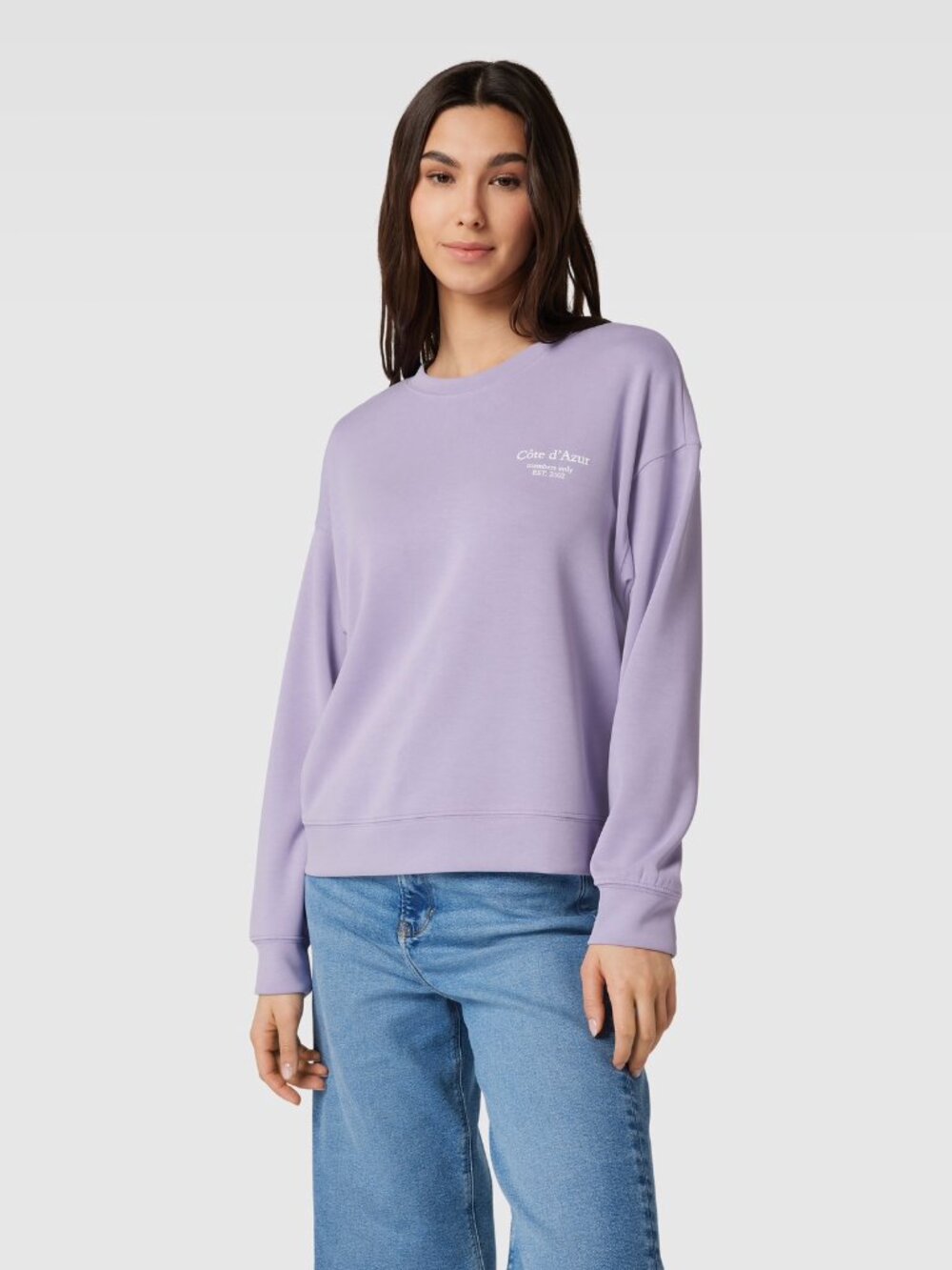 Jake*s Collection Sweatshirt with front print in lavender purple size M